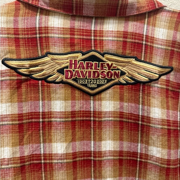 Harley-Davidson Woman’s 120th Anniversary Edition Flannel Button Shirt Sz XL - Picture 6 of 9
